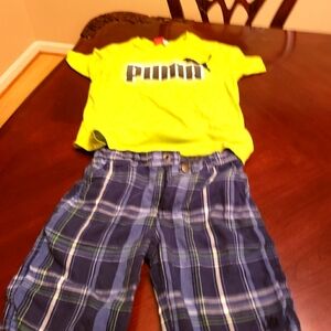 Boys Green Puma Shirt With Matching Short